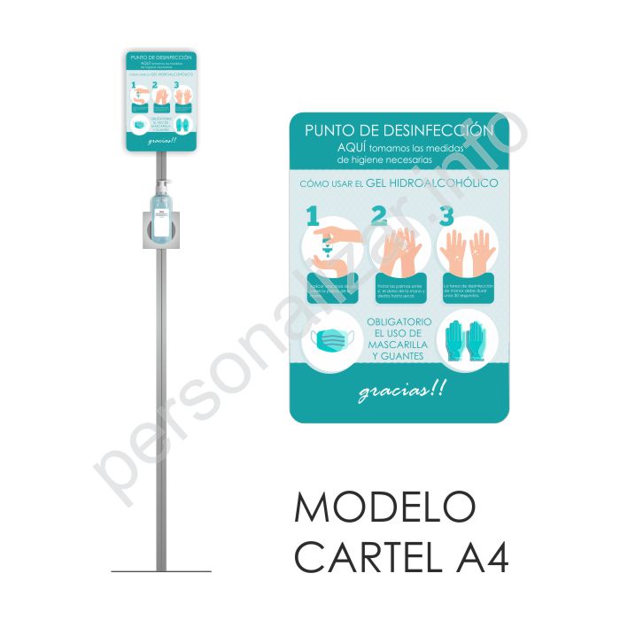 SOPORTE PARA DISPENSADOR DE GEL PORTÁTIL - MODELO CARTEL A4